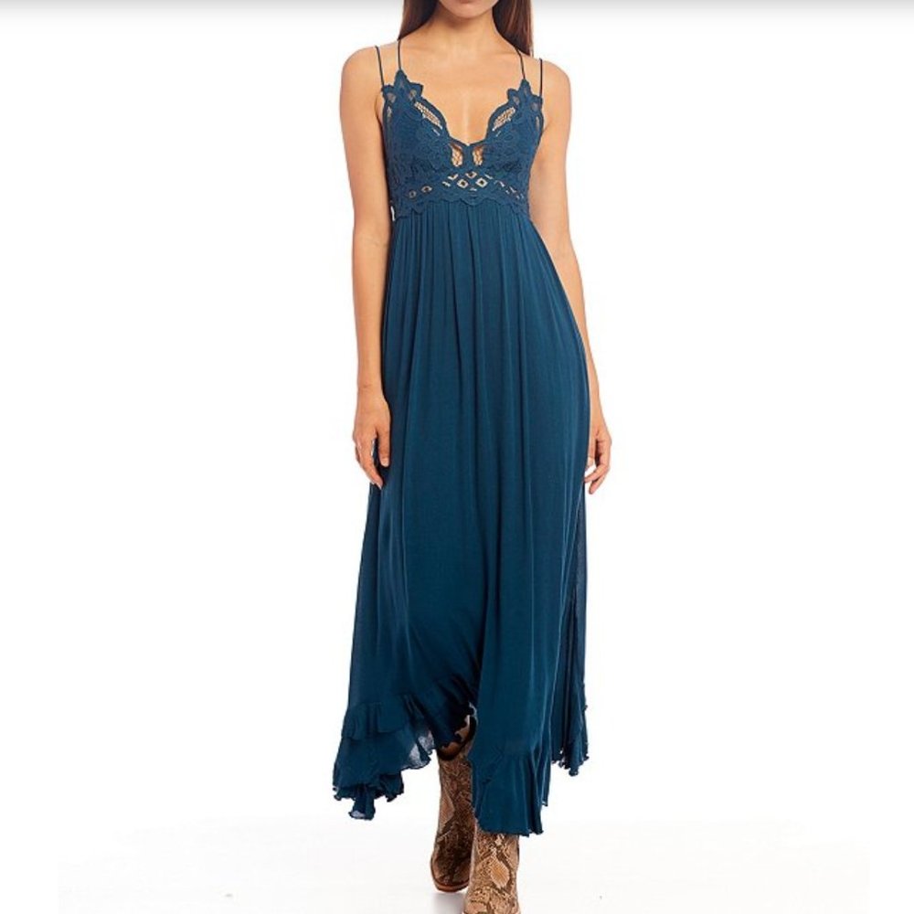Free People Adella Crochet slip midi dress NWT